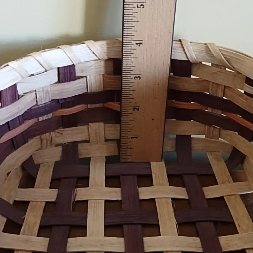 Hand Crafted Loosely Woven Bamboo Basket Round 8x8x4 Inches Boho Storage